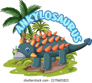 Little cute ankylosaurus dinosaur cartoon character illustration