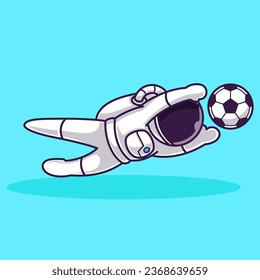 Little Cute Astronaut Kids Playing Soccer Football. Cartoon Illustration Design. Isolated Premium Vector File, background is easy to edit. Can use for Icon, Logo, banner, flyer or any design project. 