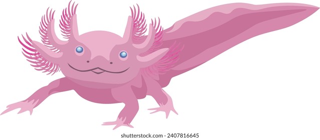 Little and cute axolotl in pink color