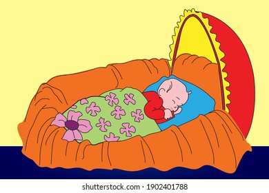 Little cute baby boy sleeping in bed cute childhood days