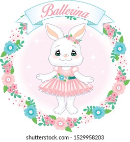 Little cute ballerina bunny princess of the ballet