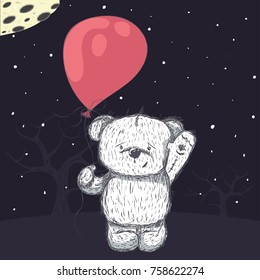 little cute bear hand-drawn vector illustration can be used for a child or baby shirt design