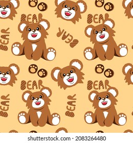 little cute bear seamless pattern, repeat cartoon