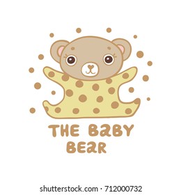 Little cute bear in the striped pajamas. Cute greeting card or print design.