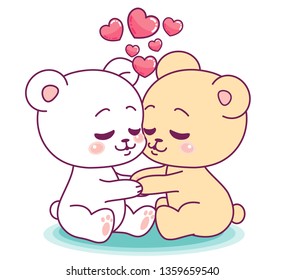 Little cute bears kissing tenderly