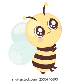 little cute bee cartoon insect isolated