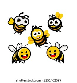 Little cute bees vector iconic graphic