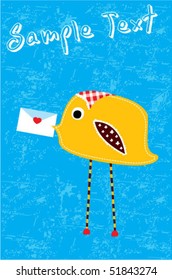little cute bird greeting tag