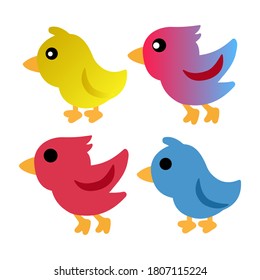 Little cute birds vector isolated on white background.