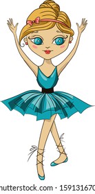 Little cute blond ballerina. Vector illustration.