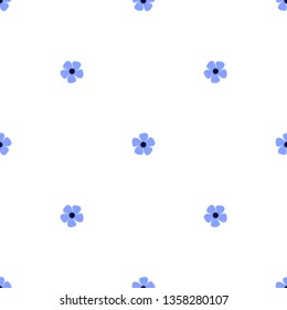 Little cute blue flowers seamless pattern