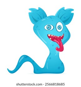 Little cute blue monster. Emotional monster. Children's illustration. Character on a white background.