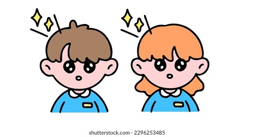 A little cute boy and girl  pleading, isolated on a background vector illustration.