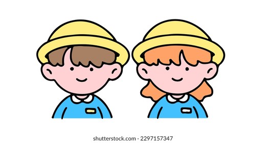 A little cute boy and girl  smiling, isolated on a background vector illustration.