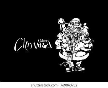Little cute boy and girls hugging Santa Claus - Christmas Scene.