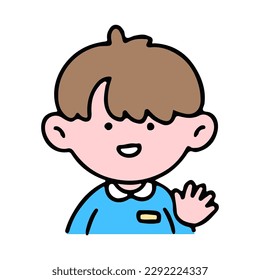A little cute boy greeting, isolated on a background vector illustration.