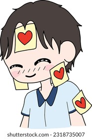 A little cute boy showing love, isolated on a background.