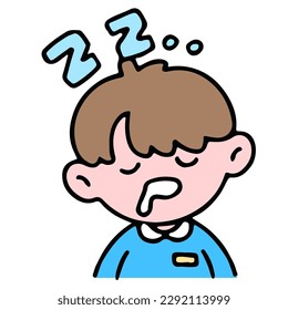 A little cute boy sleeping, isolated on a background vector illustration.