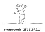 Little cute boy standing. Continuous one line drawing. design vector illustration