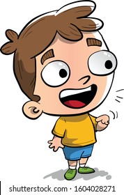 little cute boy talking and pointing to himself