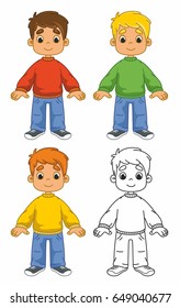 Little cute boy. Vector cartoon kids. Vector illustration