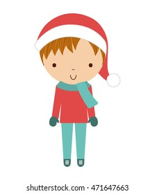 little cute boy with winter clothes isolated icon vector illustration design