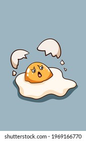 A little cute broken egg cartoon illustration
