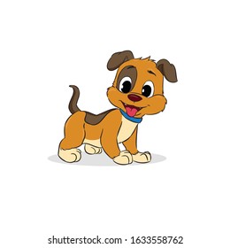 Little Cute Brown Dog Smile Standing Stock Vector (Royalty Free ...