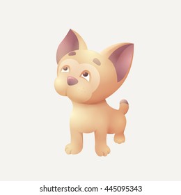 Little cute bulldog. Detailed vector illustration.