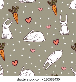 little cute bunnies seamless pattern