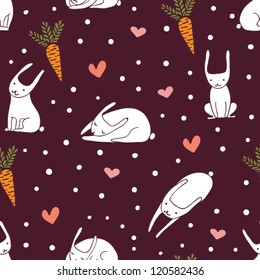 little cute bunnies seamless pattern