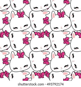 Little cute bunny pattern. Children's wallpaper. Funny character.
