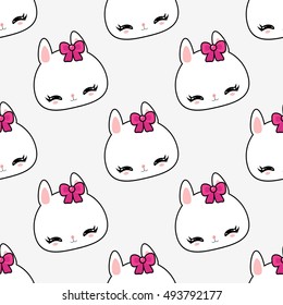 Little cute bunny pattern. Children's wallpaper. Funny character.