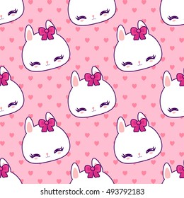 Little cute bunny pattern. Children's wallpaper. Funny character.