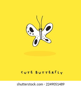 Little cute butterfly,Cute butterfly illustration as doodle vector for baby and kid, cute animal