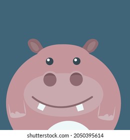Little cute cartoon animals hippo set