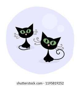 Little cute cartoon black kitties