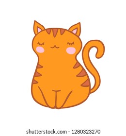 Little cute cartoon cat vector illustration. Beautiful element for kids birthday party invitation, greeting card and t-shirt print.