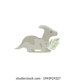 Little cute cartoon dino. Flat illustration funny ancient animal.