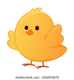 Little cute cartoon easter chick isolated vector.