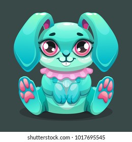 Little cute cartoon sitting bunny. Vector funny rabbit illustration.