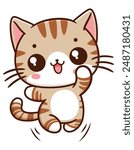Little Cute Cat Cartoon Character illustration, anime cartoon character, cute cat in spring, drawing, happy cute, art, animal, kitten, pet, graphic, cat
