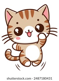 Little Cute Cat Cartoon Character illustration, anime cartoon character, cute cat in spring, drawing, happy cute, art, animal, kitten, pet, graphic, cat
