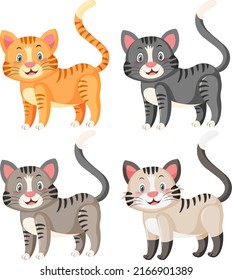 Little cute cat in cartoon style illustration