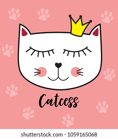 Little Cute Cat Princess Vector Illustration EPS10