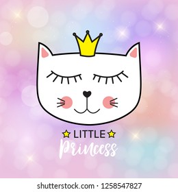 Little Cute Cat Princess Vector Illustration EPS10