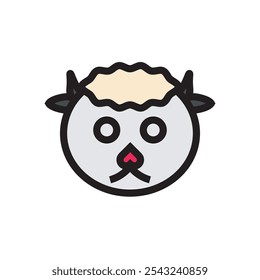 Little cute character vector of sheep Illustration, kids icon, farm cartoon illustration, isolated on white background. 