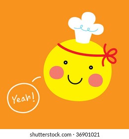 little cute chef in orange