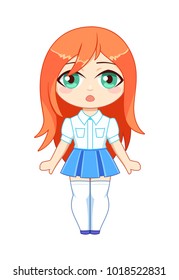 Little cute chibi girl vector.