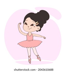 Little cute child ballerina girl concept hand drawn vector illustration